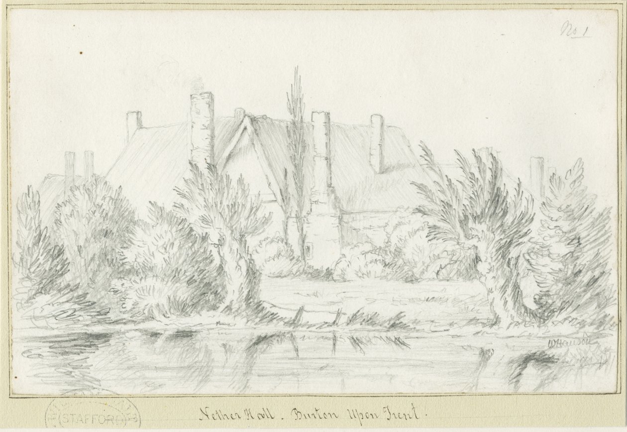 Burton-upon-Trent - Nether Hall: Pencil Drawing by School English