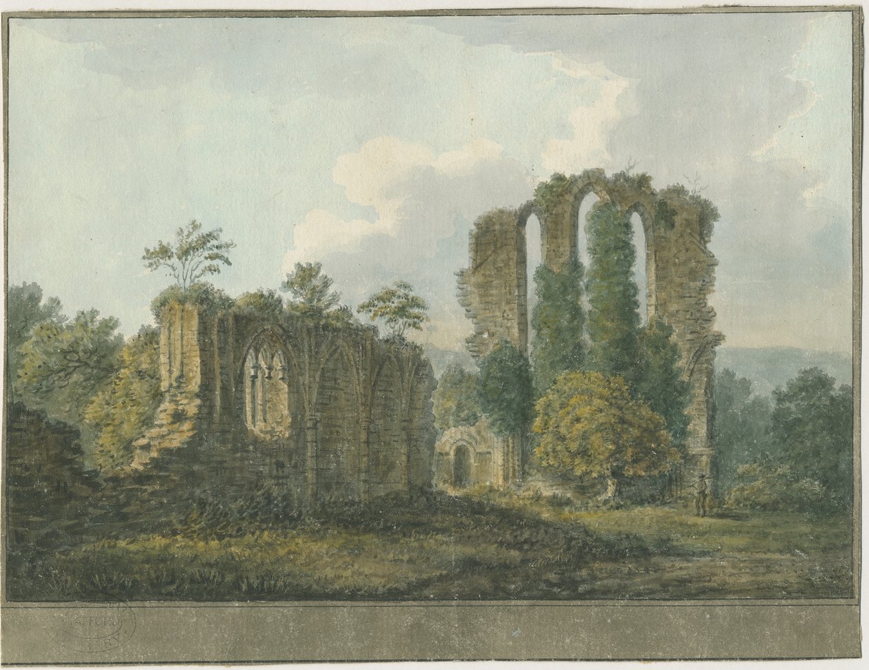 Croxden Abbey: Water Colour Painting by School English