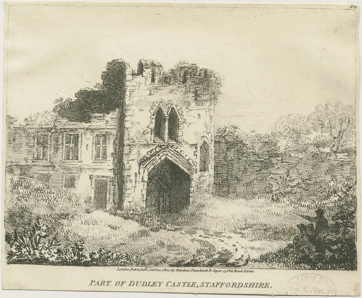 Dudley Castle - The Gatehouse: lithograph, nd [c 1801] by School English