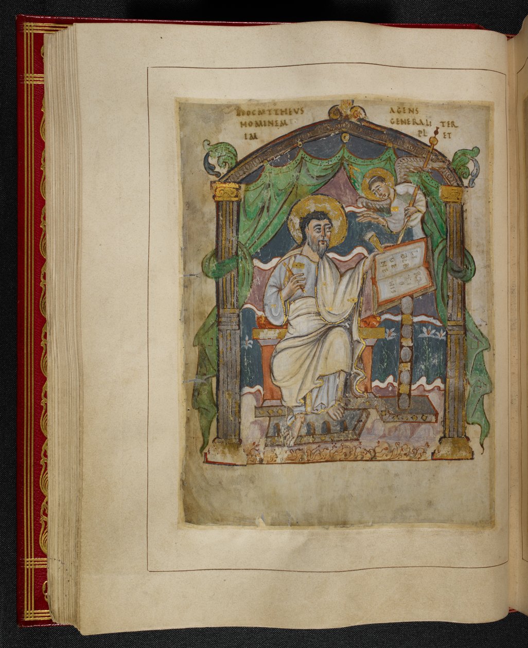 Evangelist portrait of St Matthew from the Æthelstan Gospels by School English