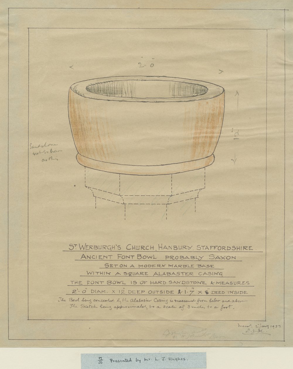 Hanbury Church - Ancient Font Bowl by School English