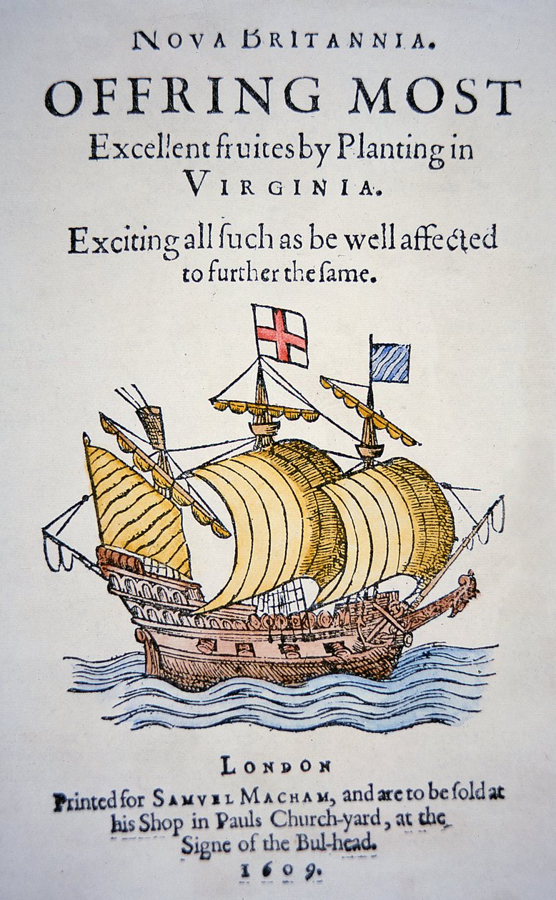 Pamphlet encouraging colonists to go to Virginia in America, published in 1609 by School English