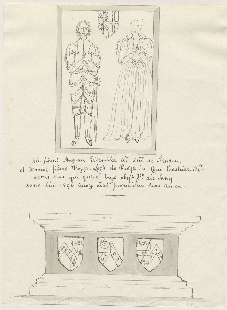 Sandon Church - Tomb of Hugh Erdeswicke and Mary Legh by School English