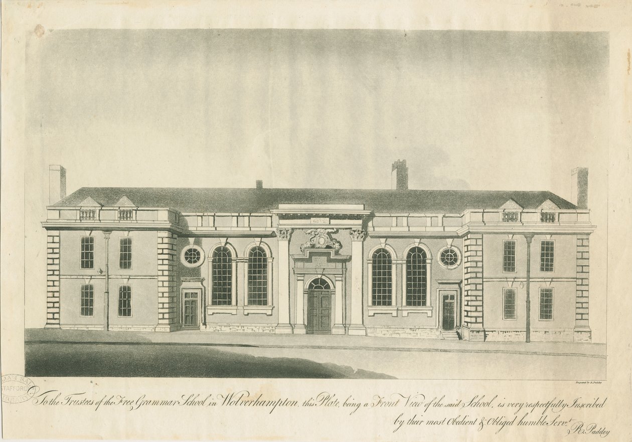 Wolverhampton - Grammar School: engraving, nd [1797]