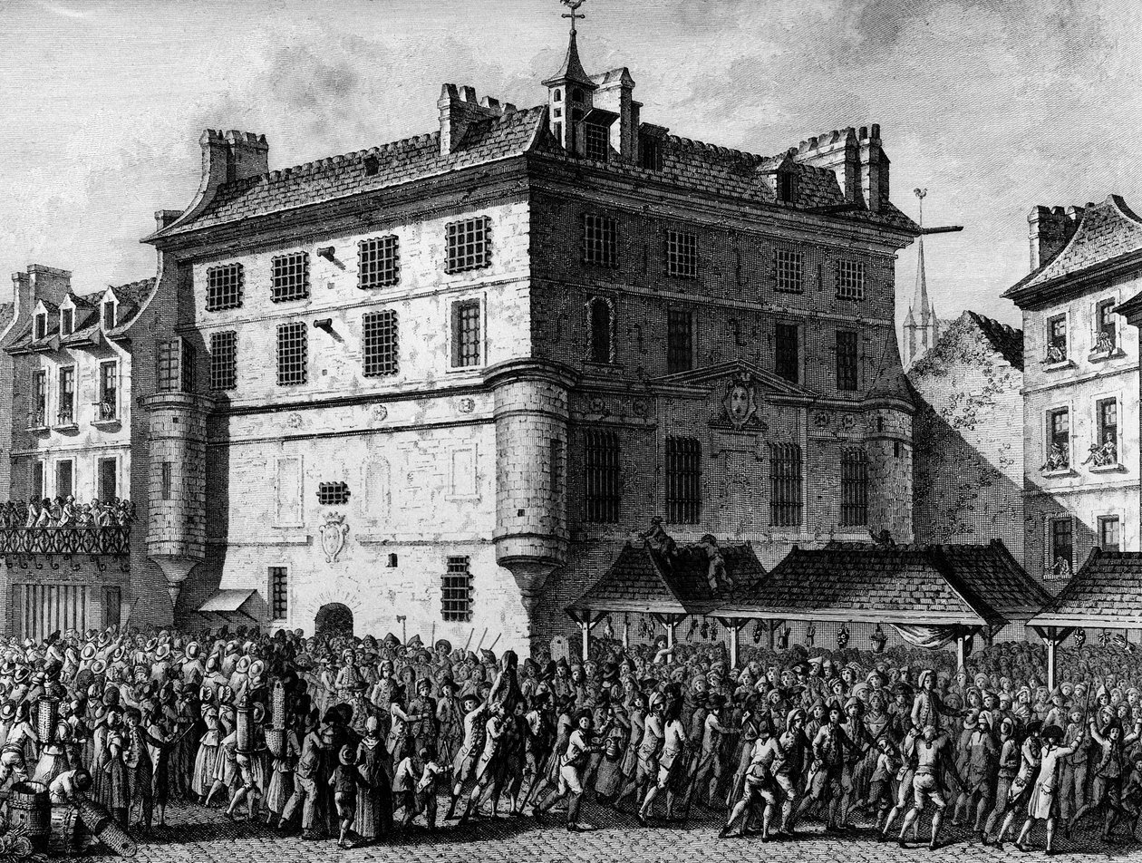 French Revolution: The people of the French Guards of the prison of the Abbey of Saint Germain des Pres in Paris on 30 June by School French