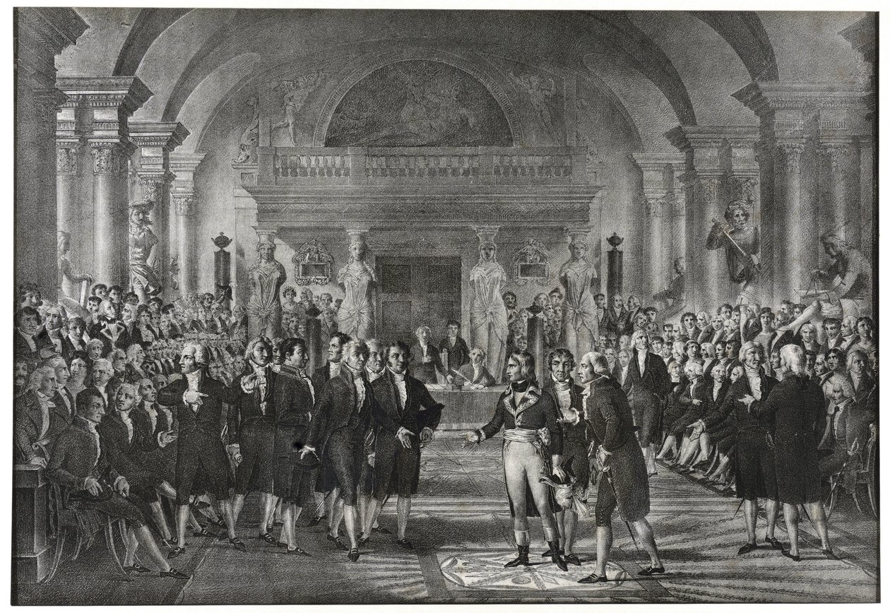 General Bonaparte elected on 25 December 1797 to the section of the mechanical arts of the section of sciences to replace Lazare Carnot at the academy of Sciences in Paris by School French