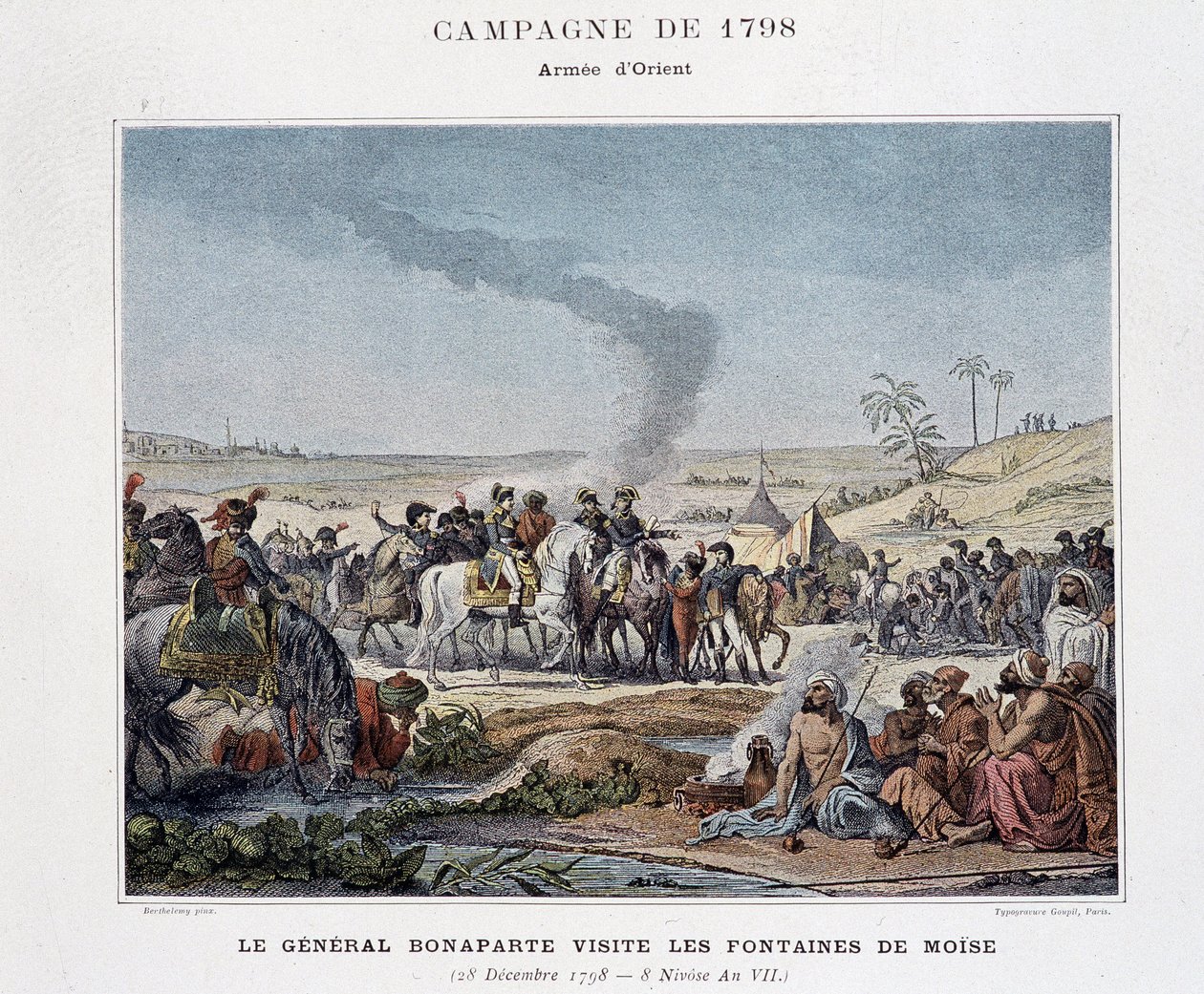General Bonaparte visits the fountains of Moses - in “Victoires et Conquêtes des Armees Francaises”, Paris, n.d. by School French