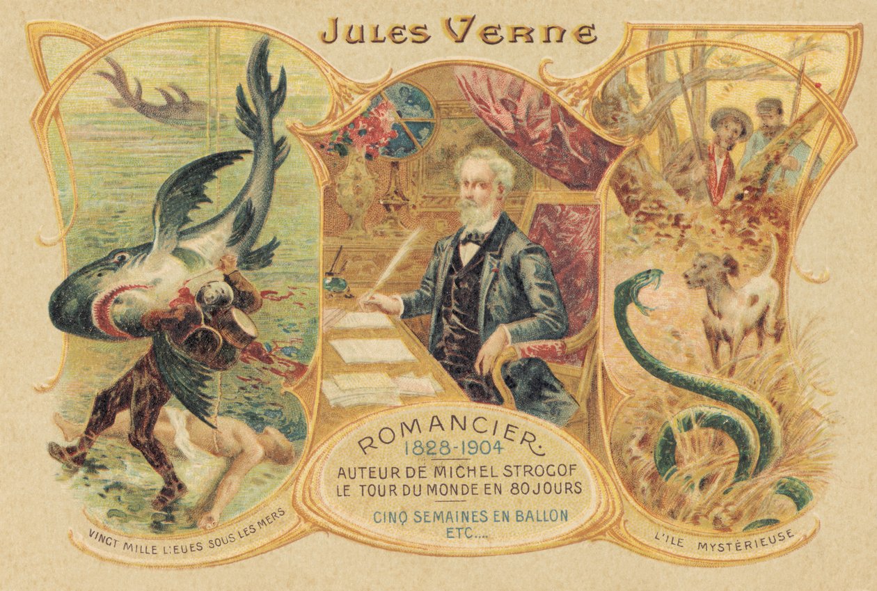 Jules Verne and His Famous Works by School French