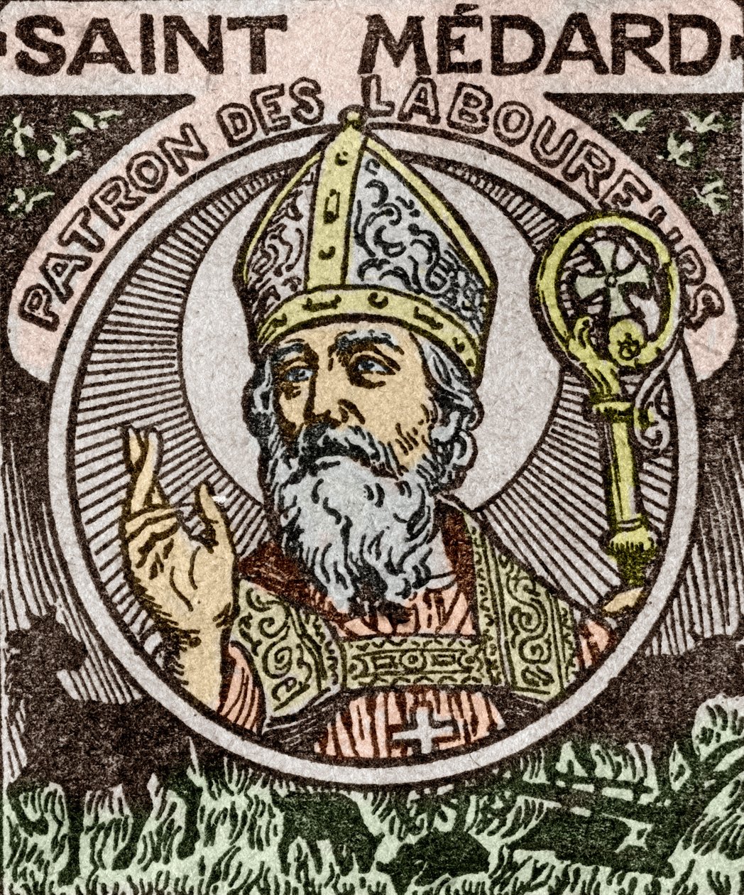 Portrait of Saint Medard, Bishop of Noyon by School French
