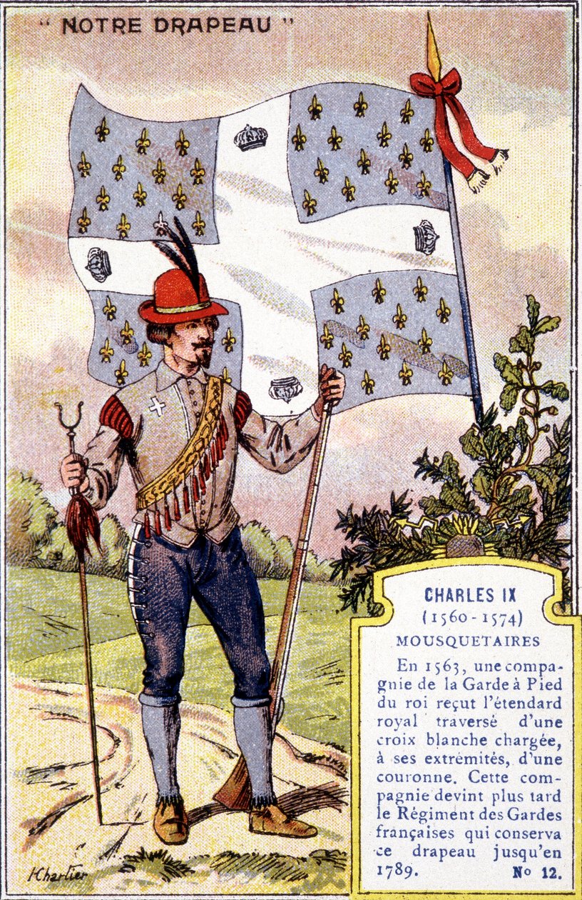 The banner of the Musketeers of Charles IX by School French