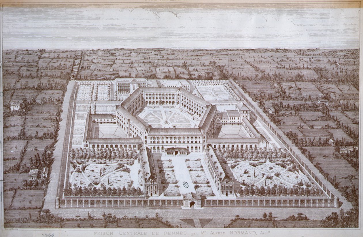 View of the Rennes prison for women designed by architect Alfred Normand, published by Intime-Club, Paris by School French