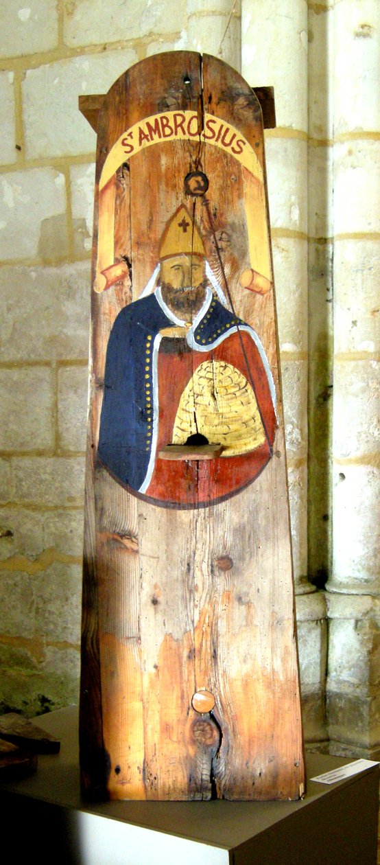 Beehive with an image of St. Ambrose by School German