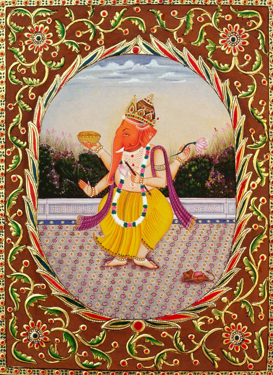 Lord Ganesha Ganpati with Embroidery by School Indian