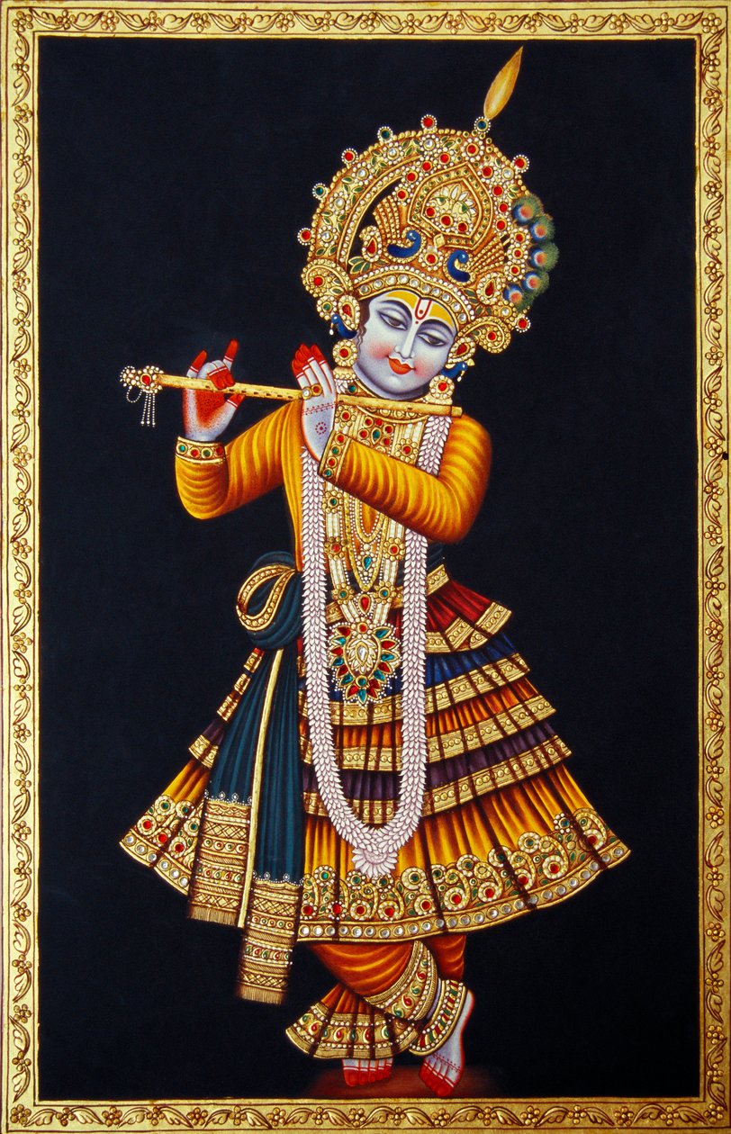 Lord Krishna Playing Flute by School Indian