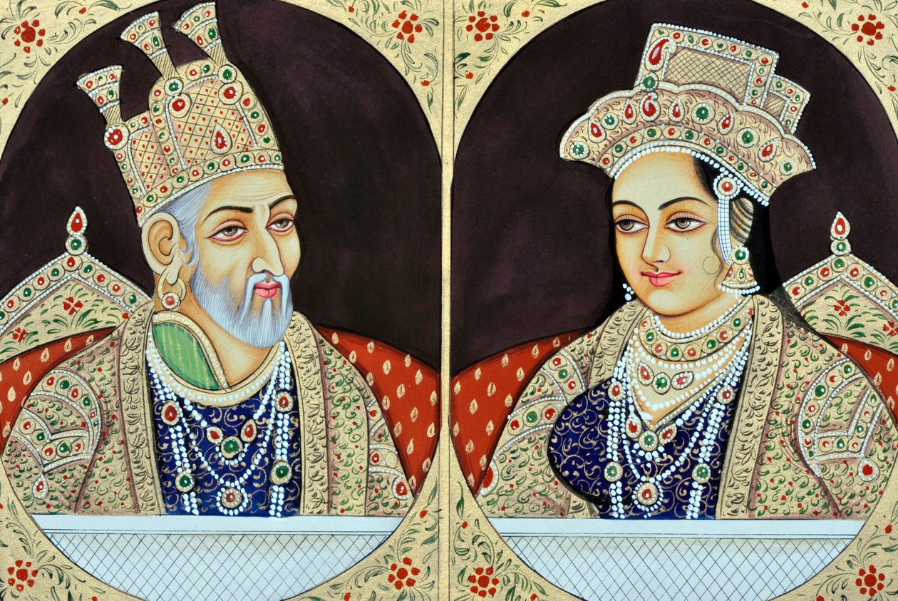 Bahadur Shah Zafar with Jeenat Mahal by School Indian