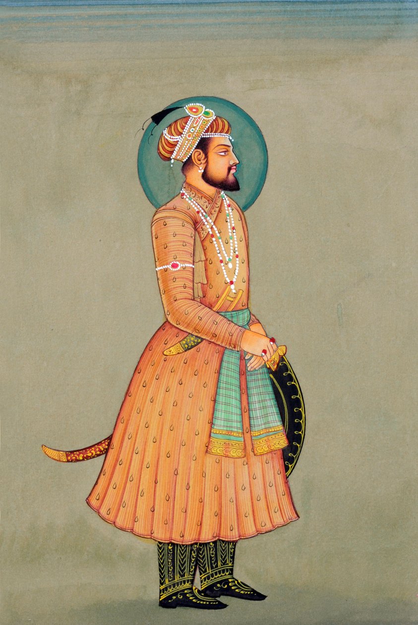 Miniature Painting of Mughal Emperor Shah Jahan by School Indian