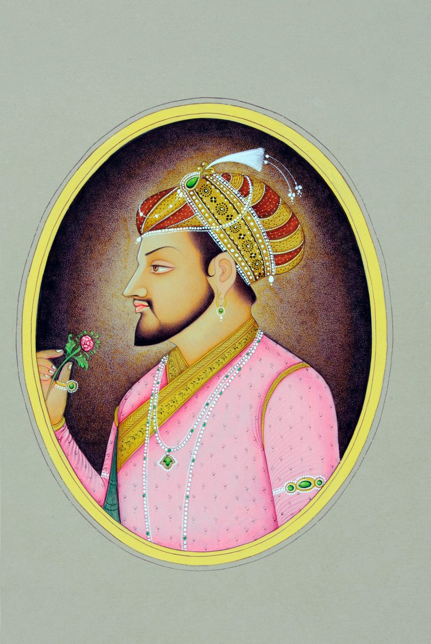 Miniature Painting of Mughal Emperor Shah Jahan by School Indian