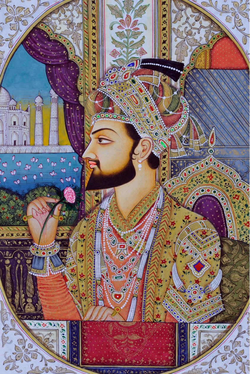 Miniature Painting of Mughal Emperor Shah Jahan by School Indian