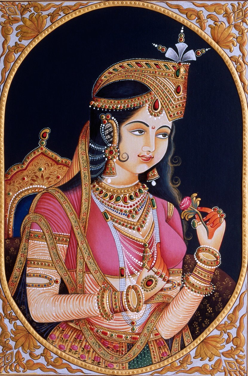 Miniature Painting on Paper of Princess Mumtaz Mahal, Wife of Mughal Emperor Shah Jahan by School Indian