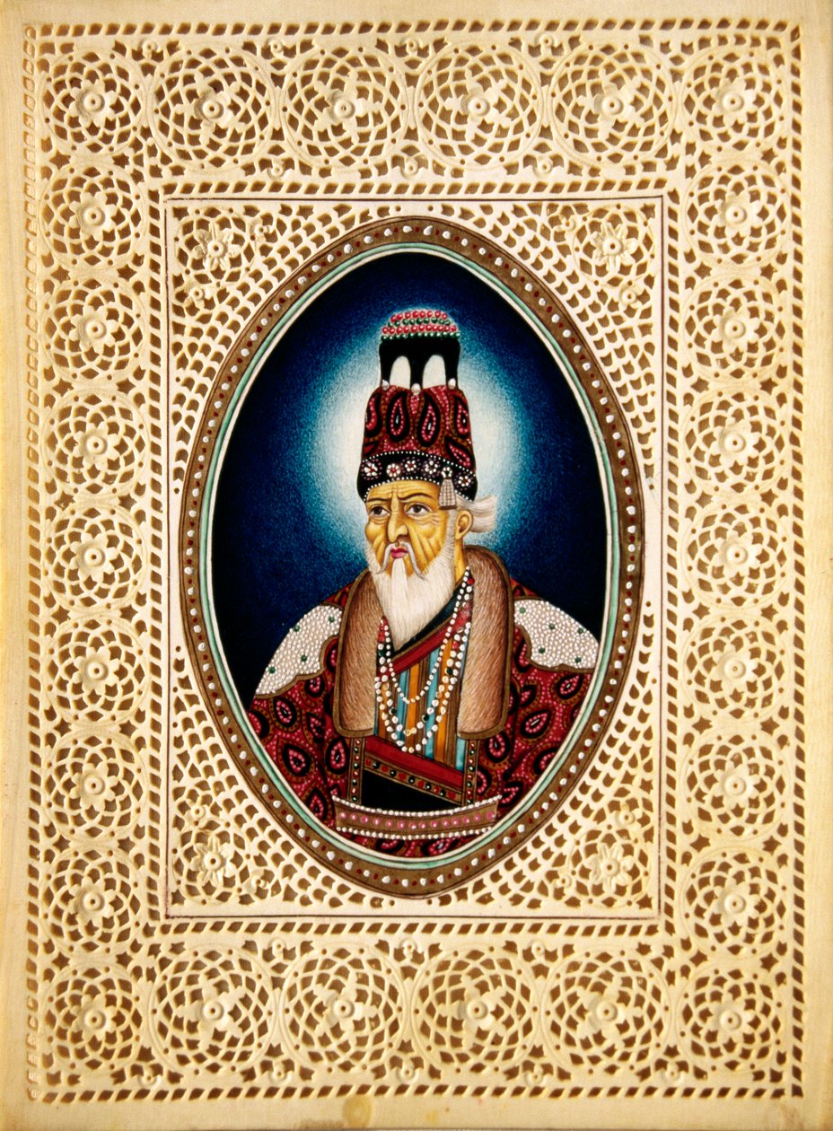 Painting of Mughal Emperor Shah Jahan on Ivory by School Indian