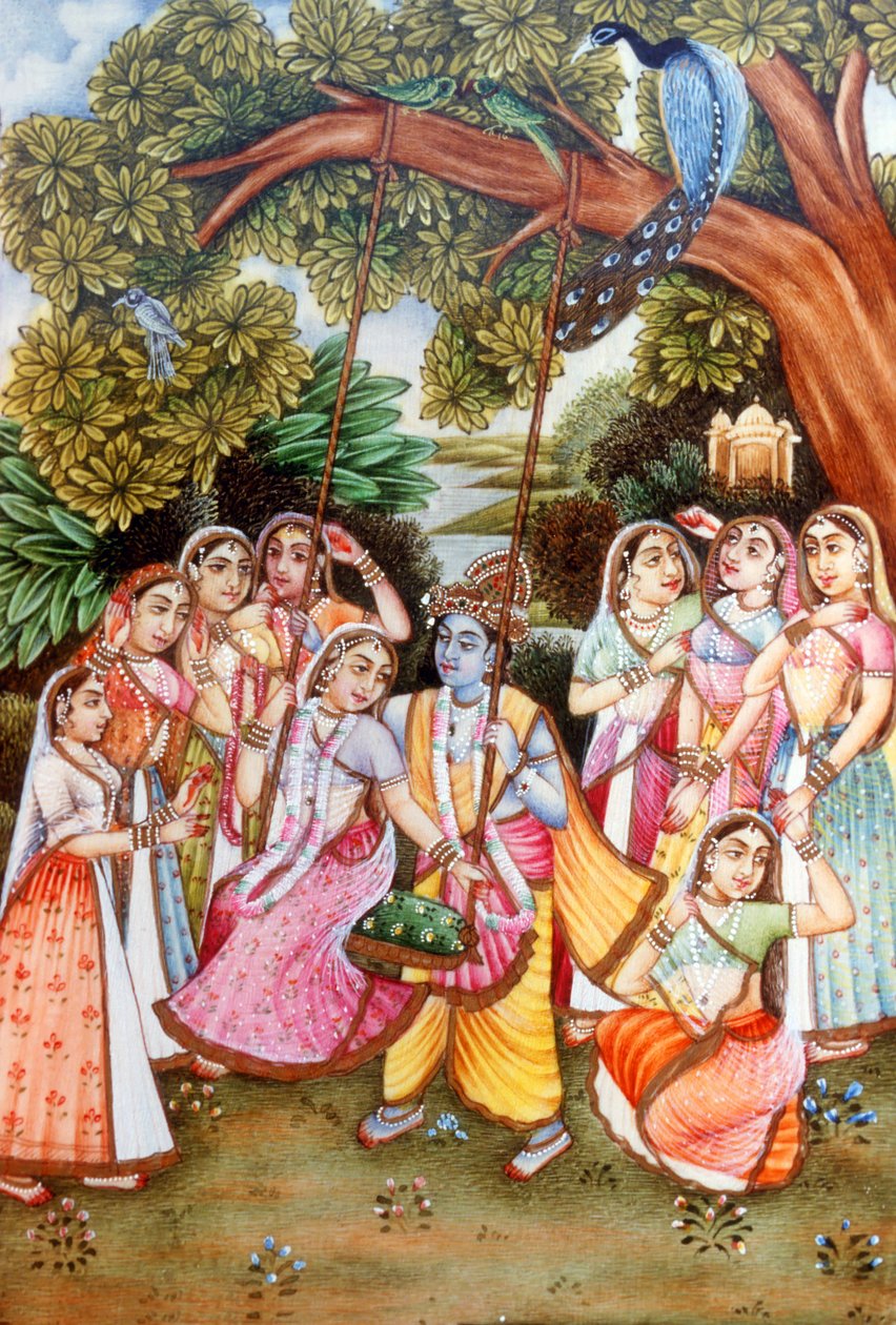 Radha Krishna Miniature Paintings by School Indian