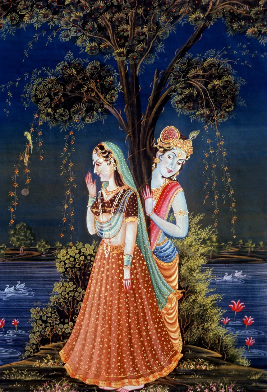 Radha Krishna Miniature Paintings by School Indian