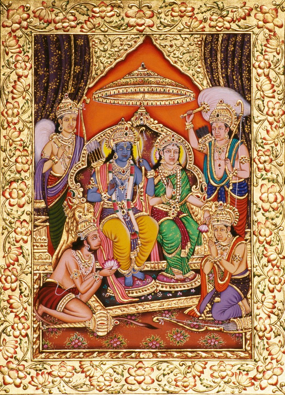 Ram Darbar with Golden Embossing by School Indian