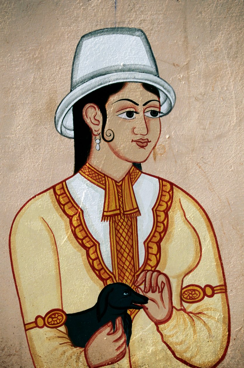 British Lady with Puppy, Jaipur, Rajasthan, India by School Indian