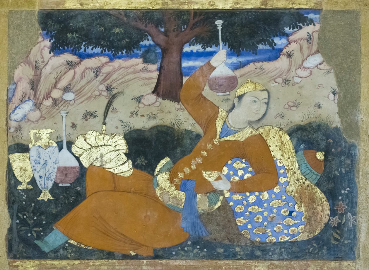 Fresco at Chehel Sotoun Palace, Esfahan, Iran by School Iranian