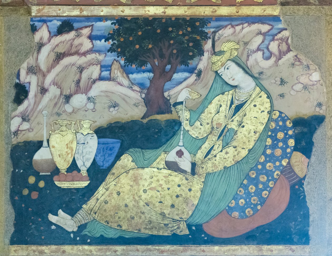 Fresco at Chehel Sotoun Palace, Esfahan, Iran by School Iranian