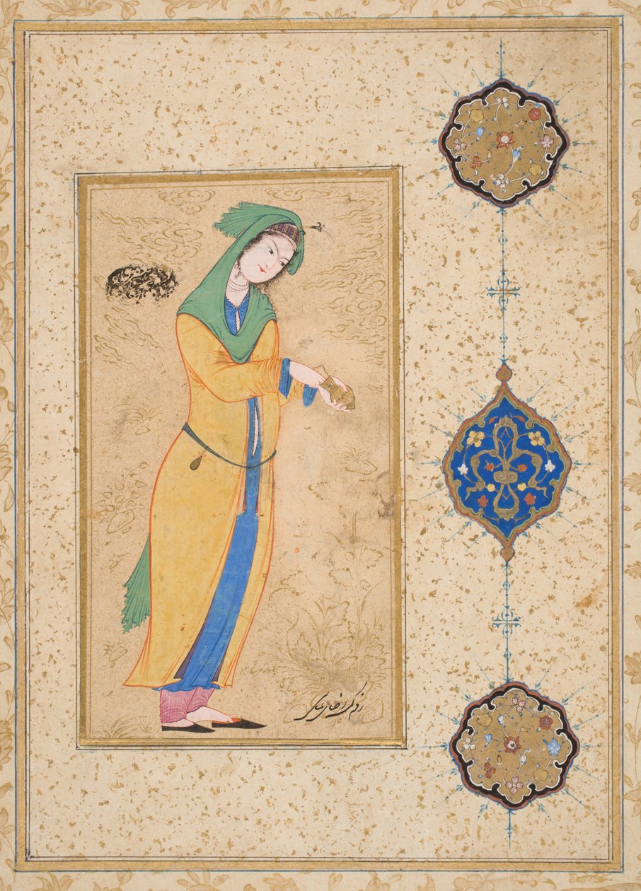 Houri Standing in a Garden by School Iranian