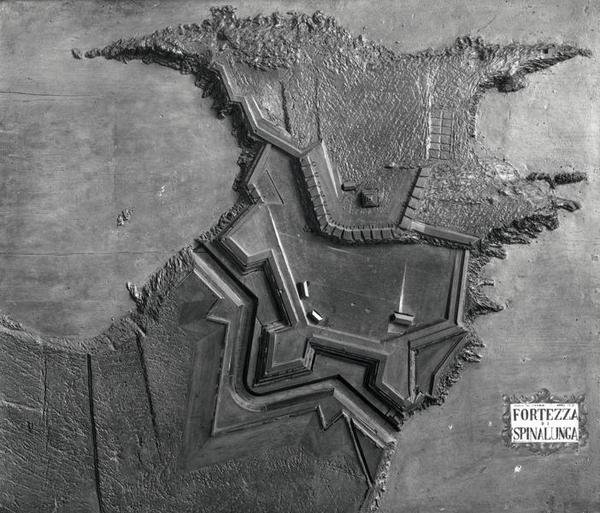A Relief Map of the Venetian Fortress at Spinalonga, Crete in 1619 by School Italian