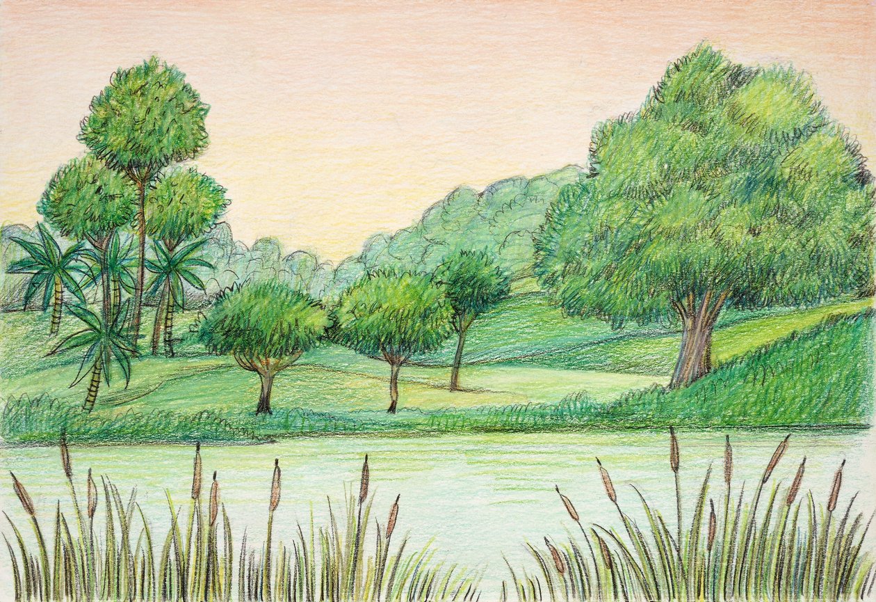 Prehistory - Tertiary - reconstruction of natural environment by School Italian