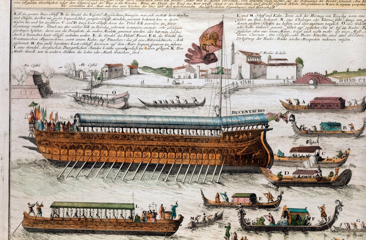 View of the Venice Lagoon and the Bucentaur by School Italian
