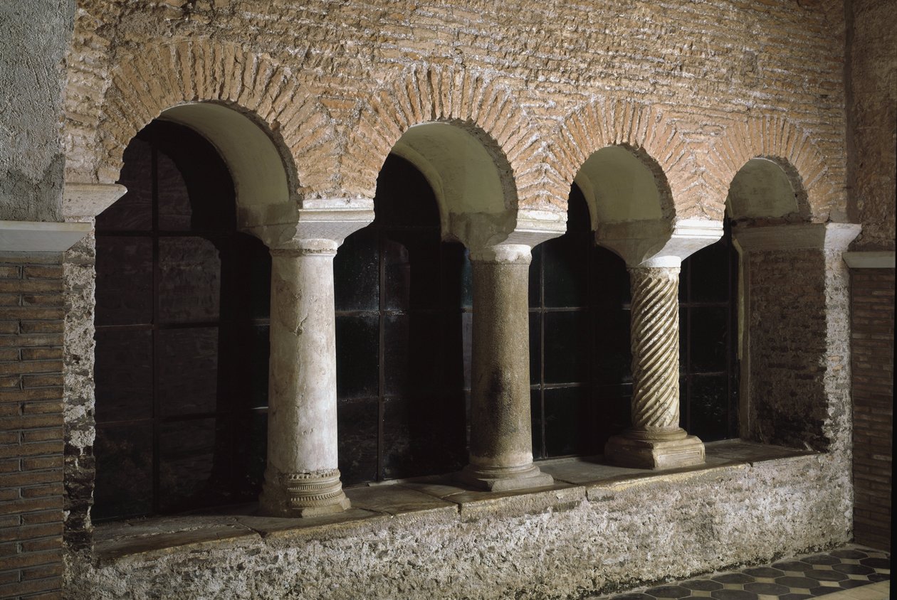 View of the cloister of the church of Saint Vincent and Saint Anasthasus, the abbey of the three fountains by School Italian