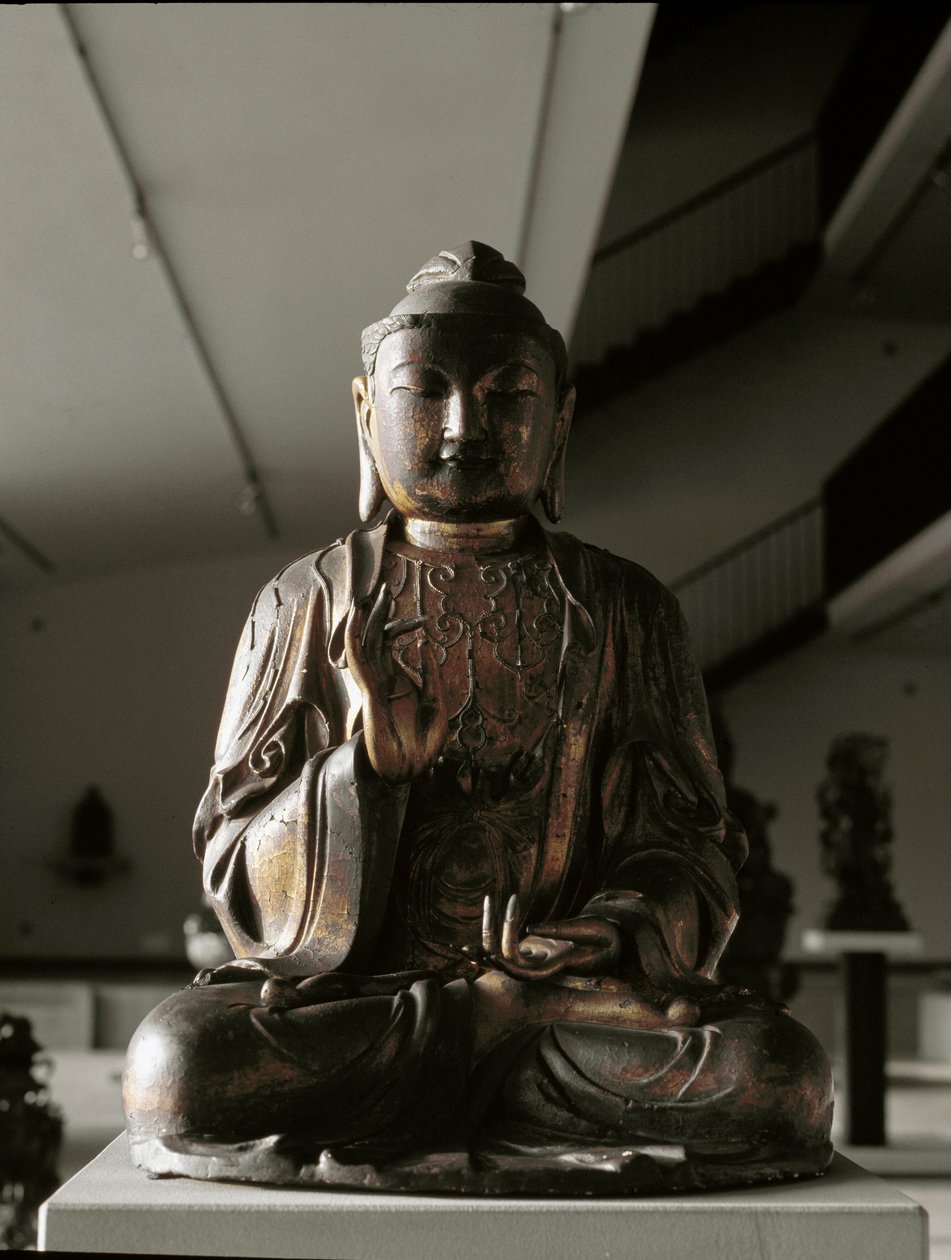 Buddha seated in lalitasana position - sculpture, Kamakura period (1185-1333) by Japanese School