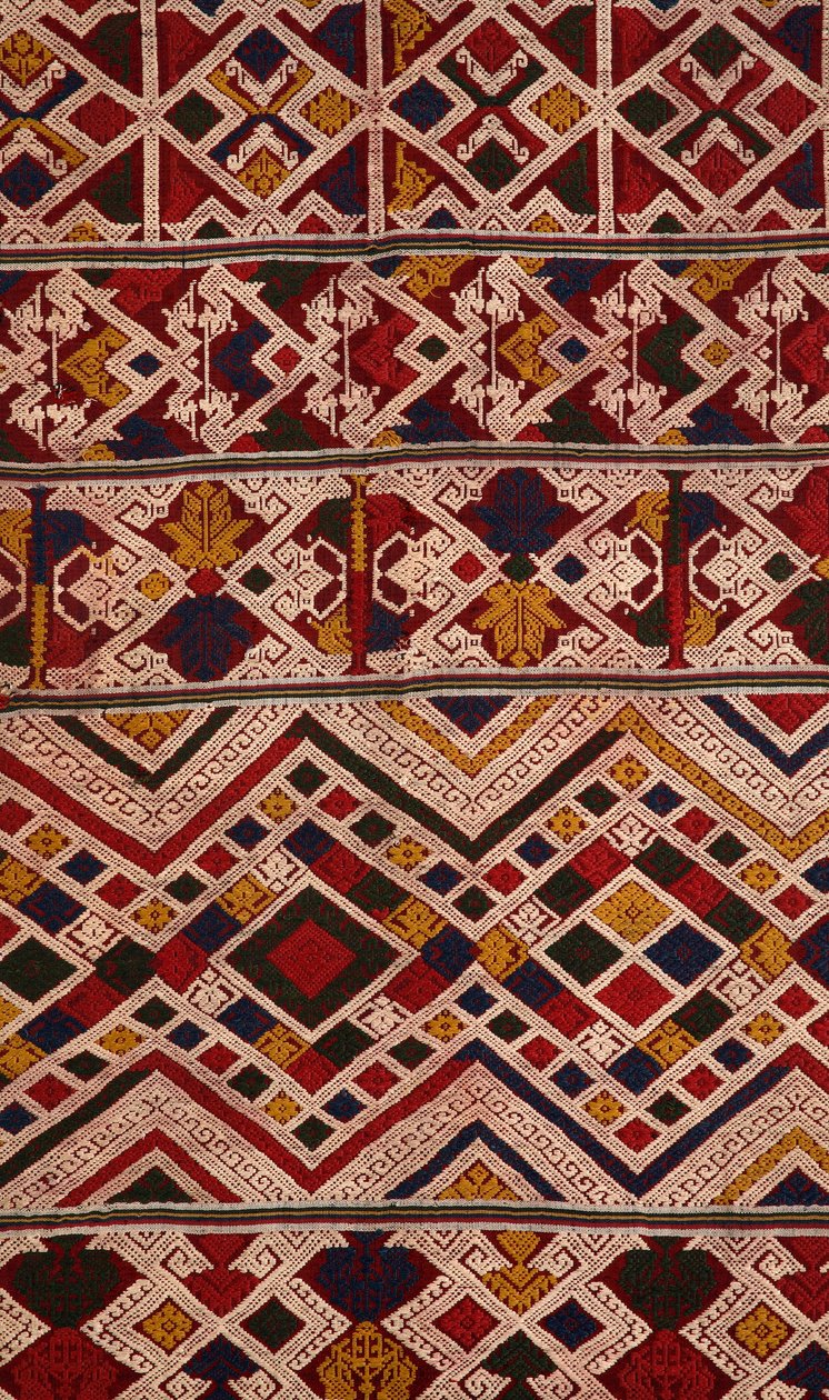 Phaa sabai made by Tai Nuea or Tai Daeng weavers from Hua Phan, Laos (detail) by School Laotian