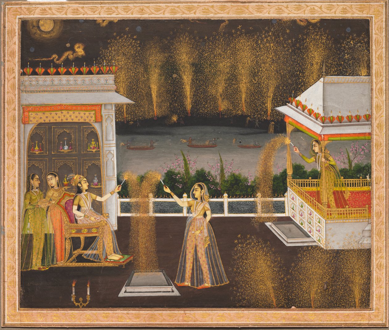 Ladies Celebrating Diwali, c.1760 by School Mughal