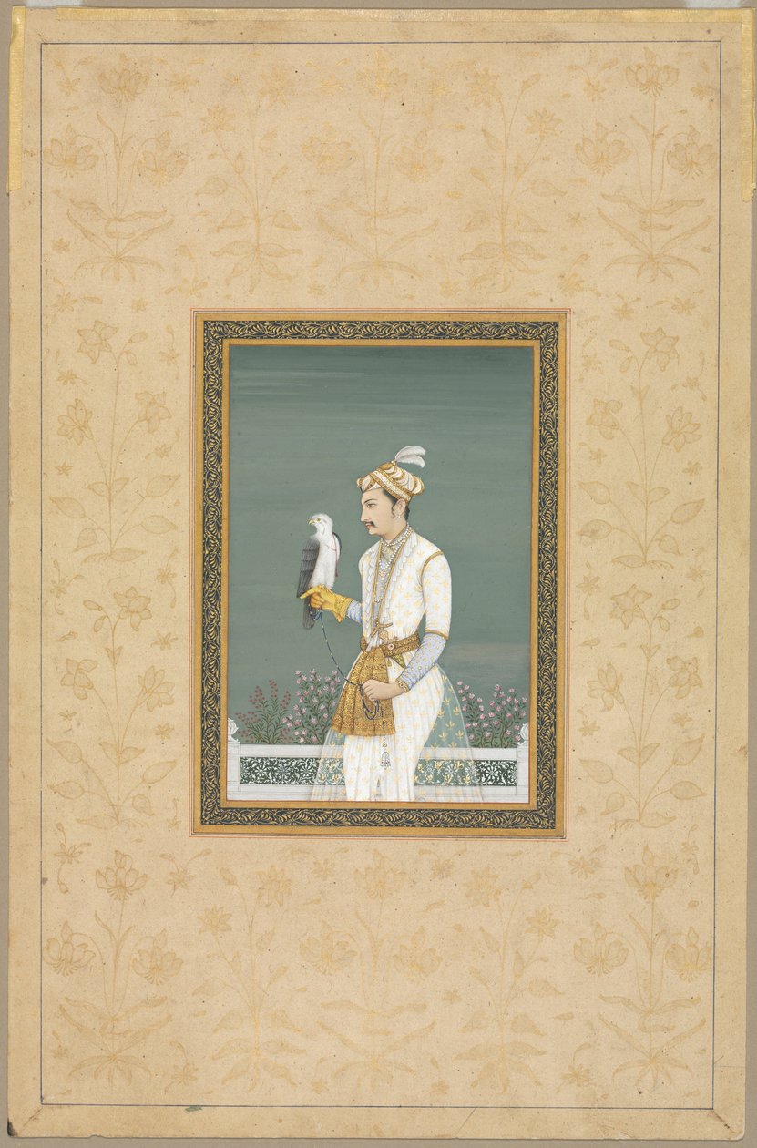 Portrait of a Prince with a Hawk by School Mughal