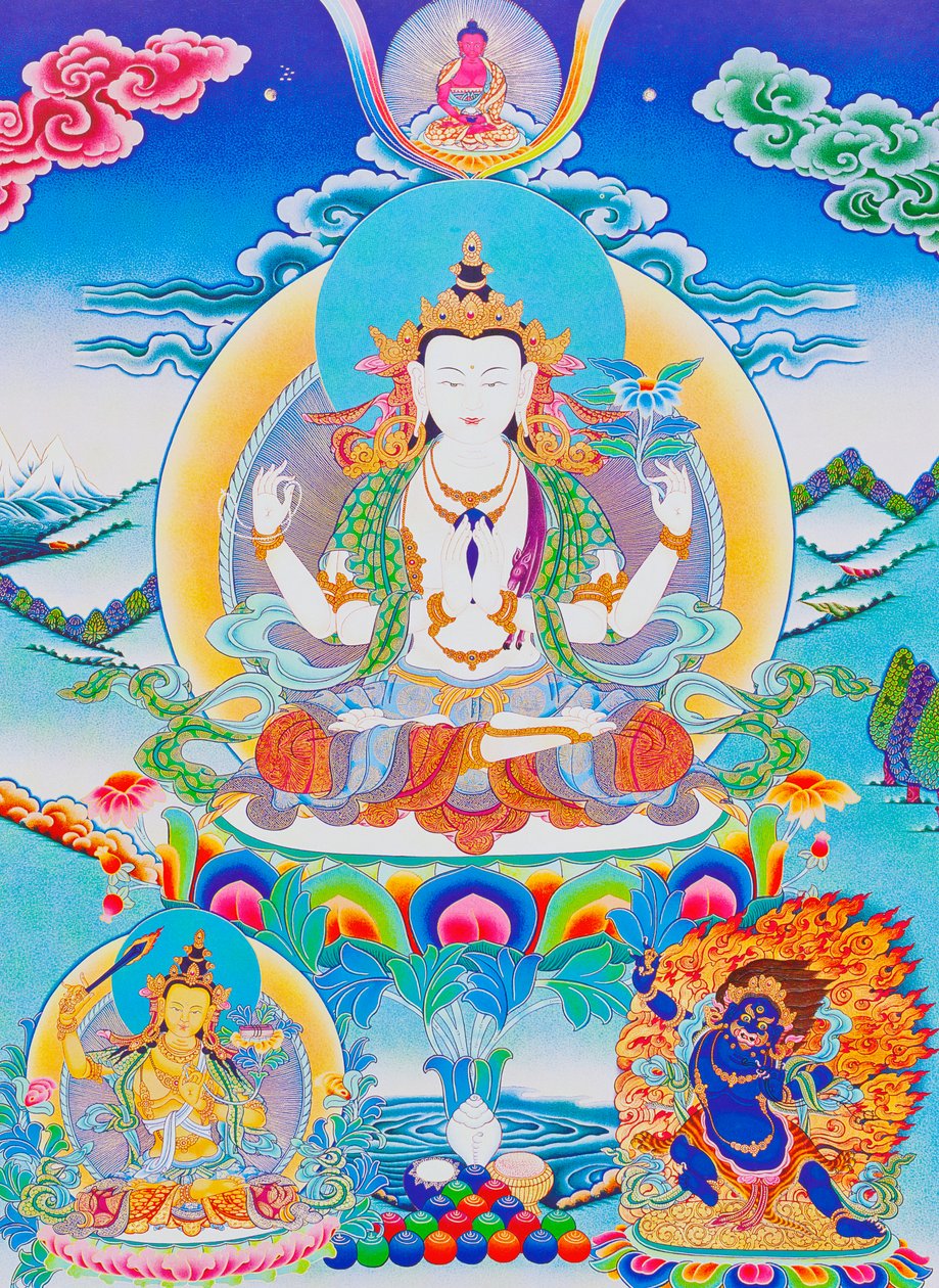 Chenresi, the lord of the six syllables "Om Mani Padme Hum" by School Nepalese