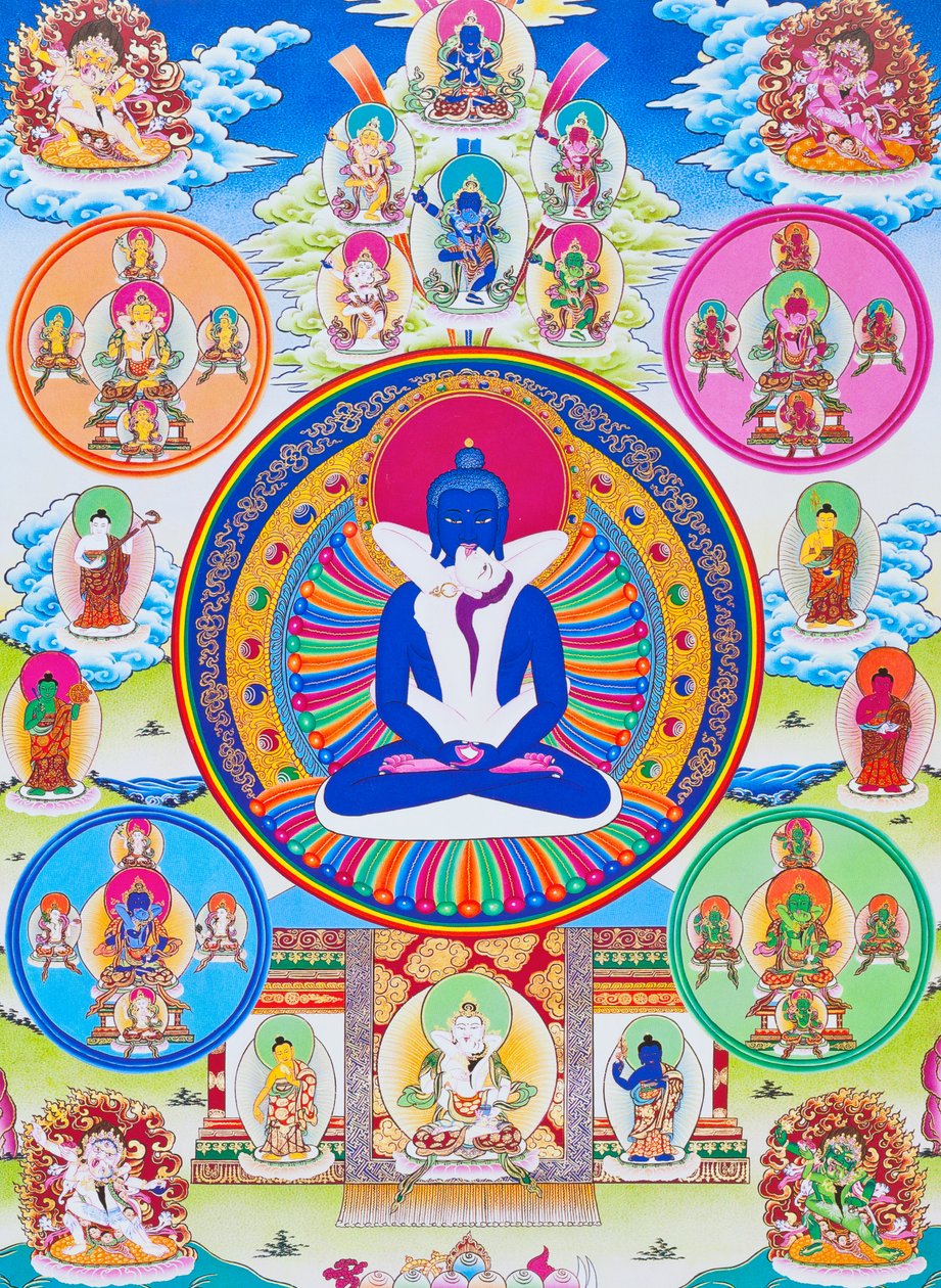 Image Depicting Samantabhadra, Together with His Consort, Symbolising Unity with the Absolute by School Nepalese