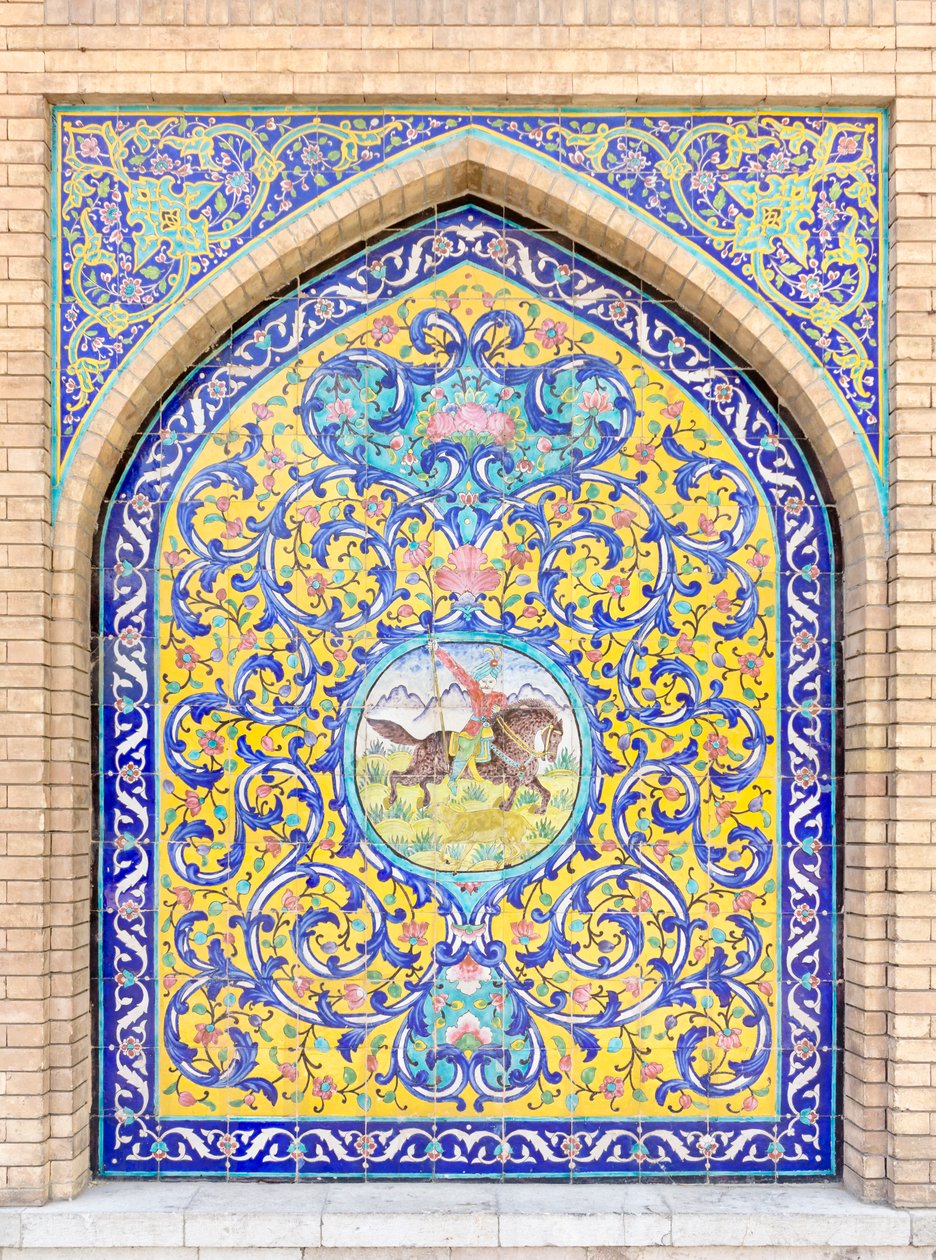 Tilework at the Golestan palace, Tehran, Iran by School Qajar