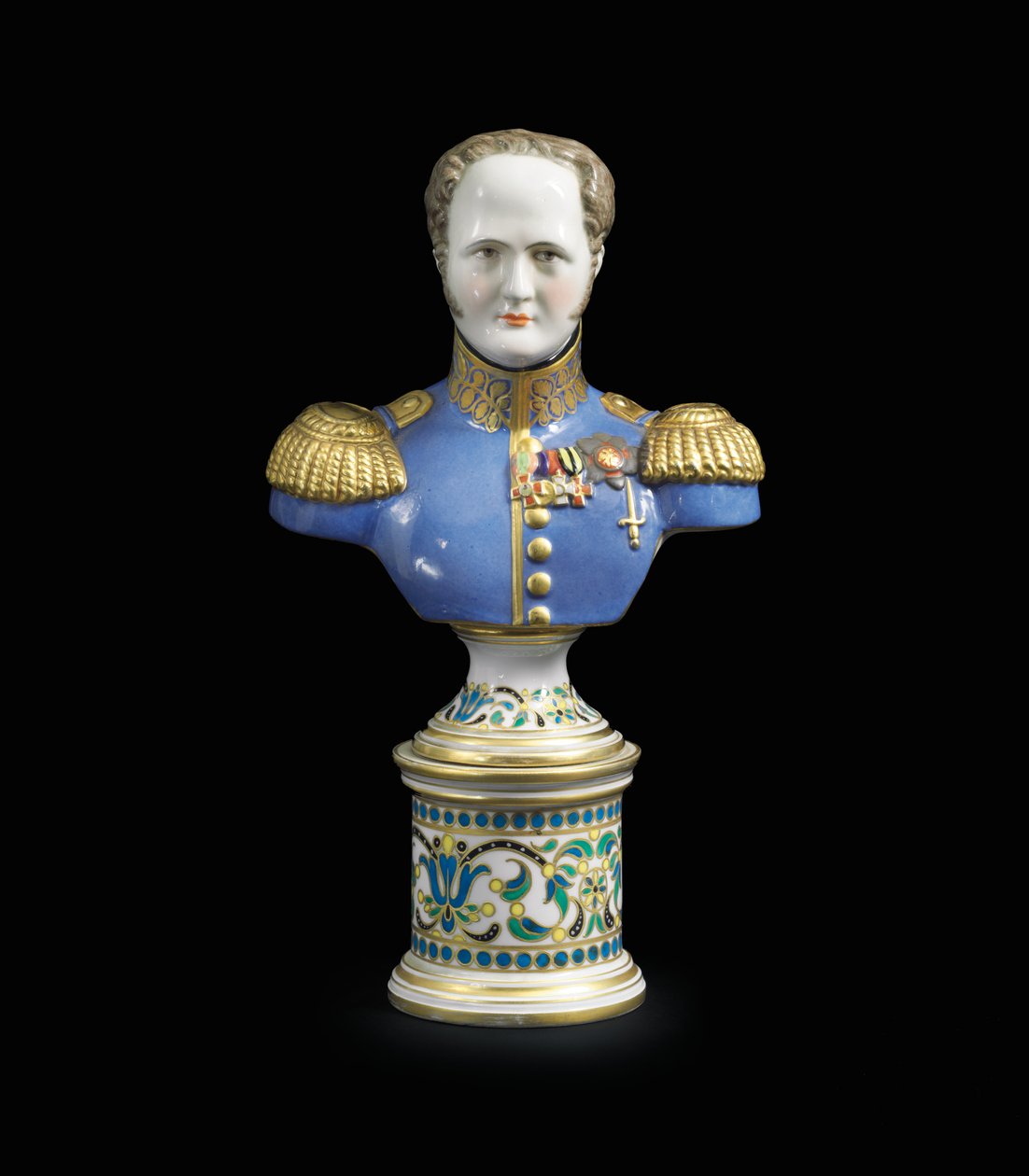 A porcelain bust of Emperor Alexander I, c. 1825-1850 by School Russian
