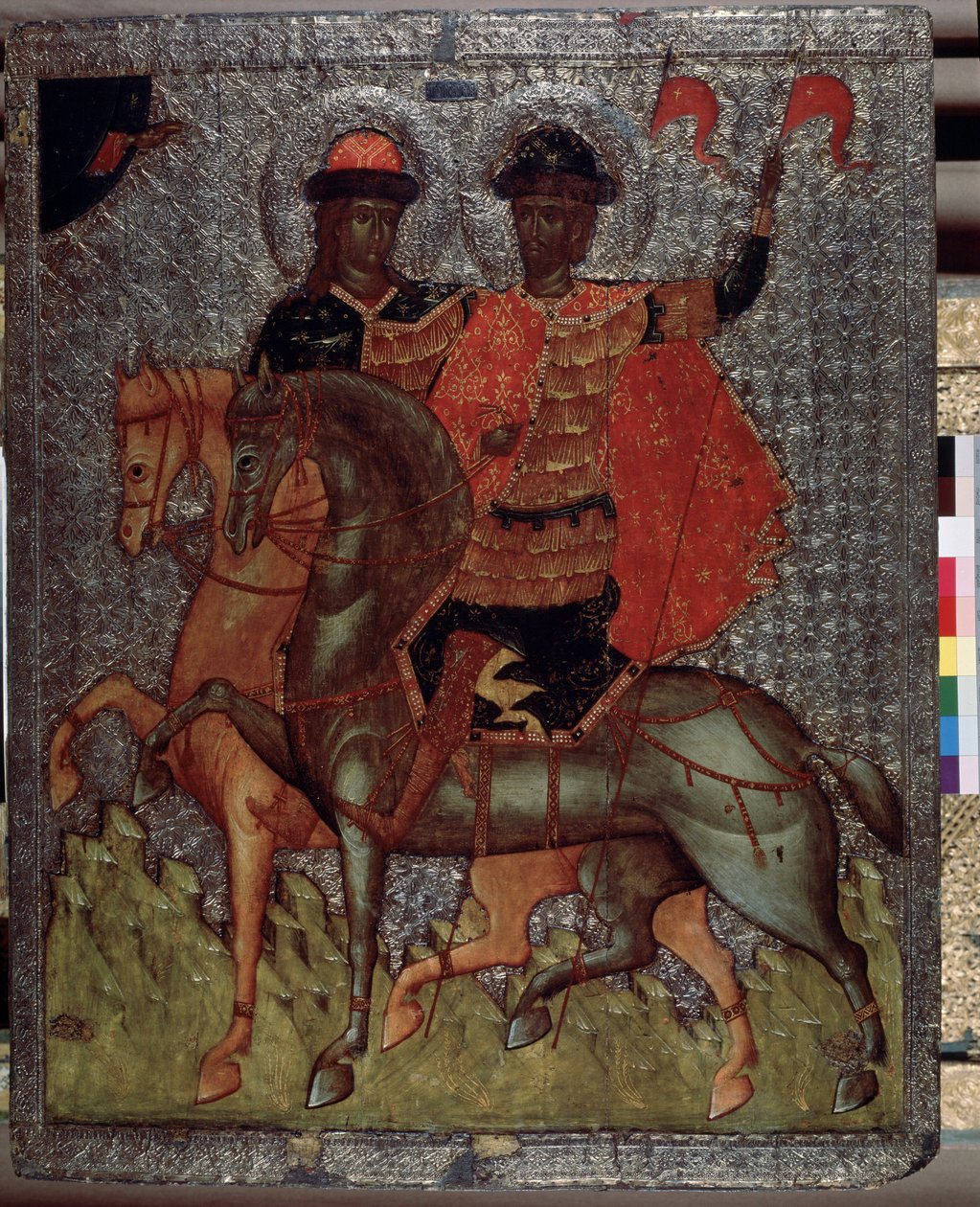 Saints Boris and Gleb on Horseback by School Russian