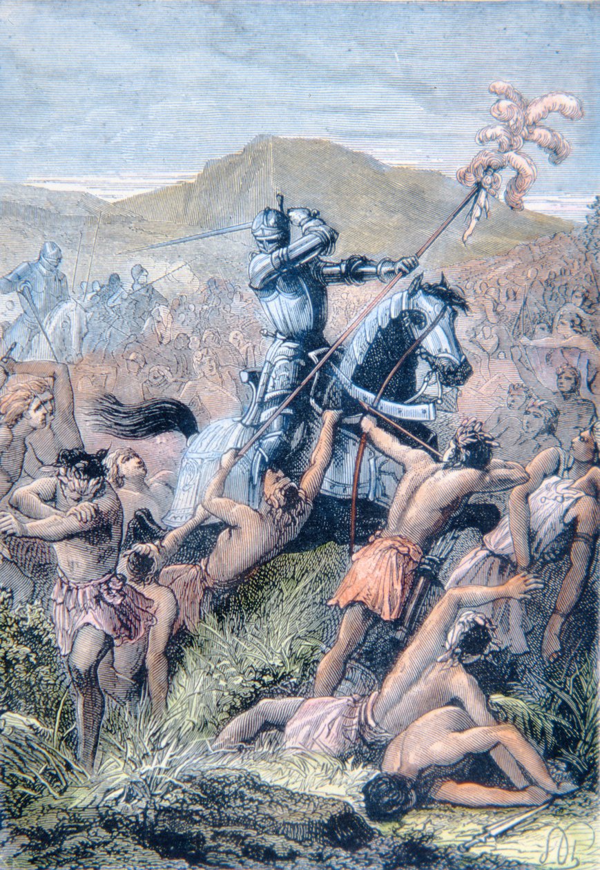 Hernan Cortes at the Battle of Otumba, Mexico by School Spanish