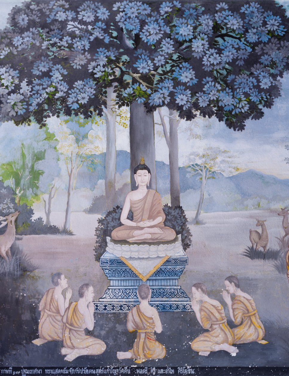 Fresco depicting a scene from the life of Buddha, Wat Phra That Doi Suthep temple by School Thai