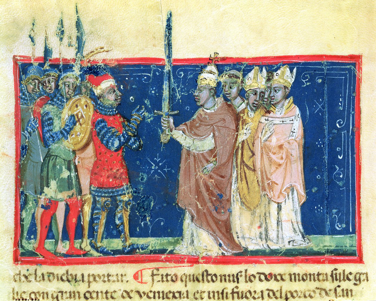 Codex Correr I 383 Pope Alexander III Presents the Sword to Doge Sebastiano Ziani by School Venetian