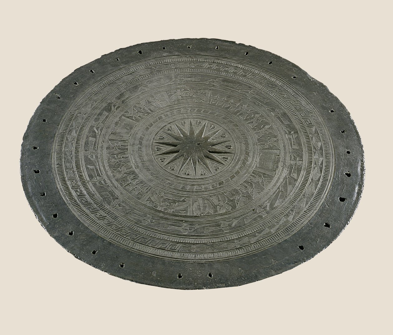 Detail of top of Dong Son drum by School Vietnamese