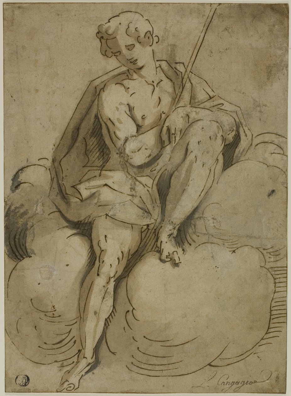 Seated Saint John the Baptist by School of Luca Cambiaso