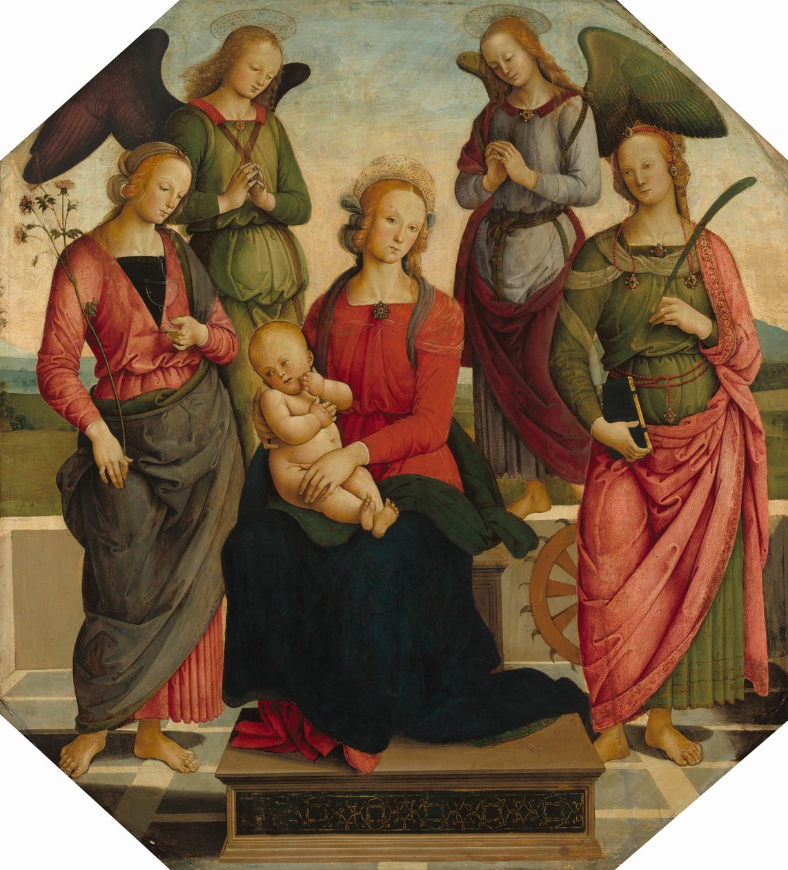 Madonna and Child with Two Angels, Saint Rose, and Saint Catherine of Alexandria by School of Perugino